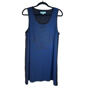 Camilla Tree Blue Black Shift Dress Back Cut Out Size M Medium Aztec‎